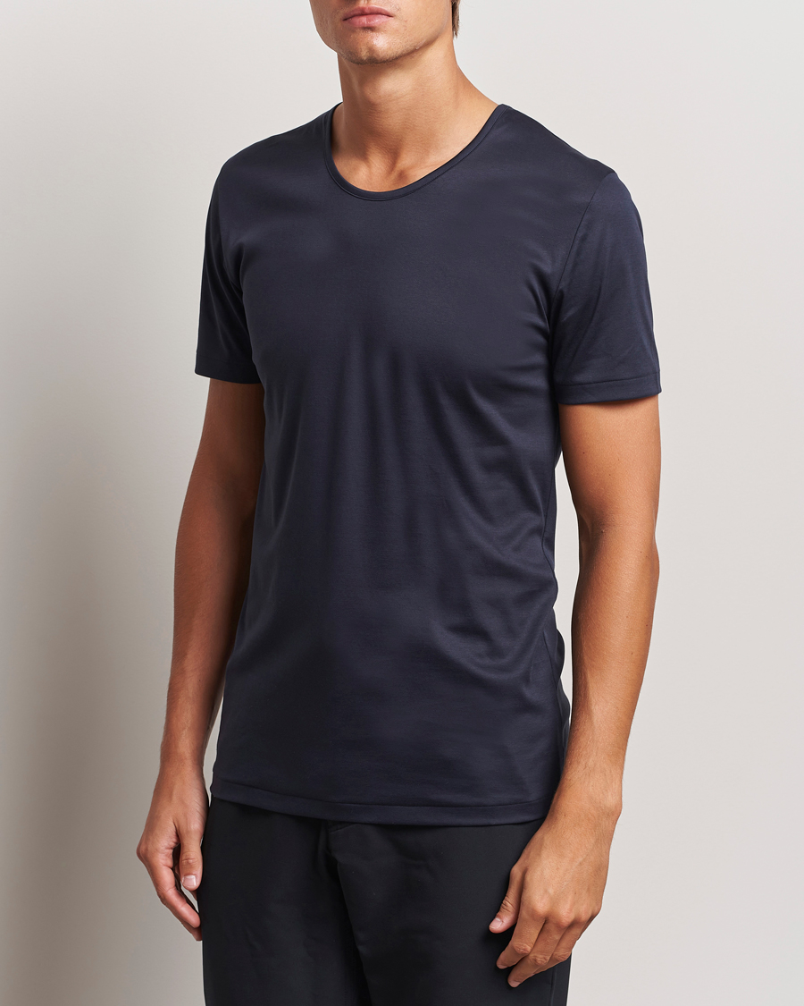 Homme |  | Zimmerli of Switzerland | Sea Island Cotton Crew Neck T-shirt Navy