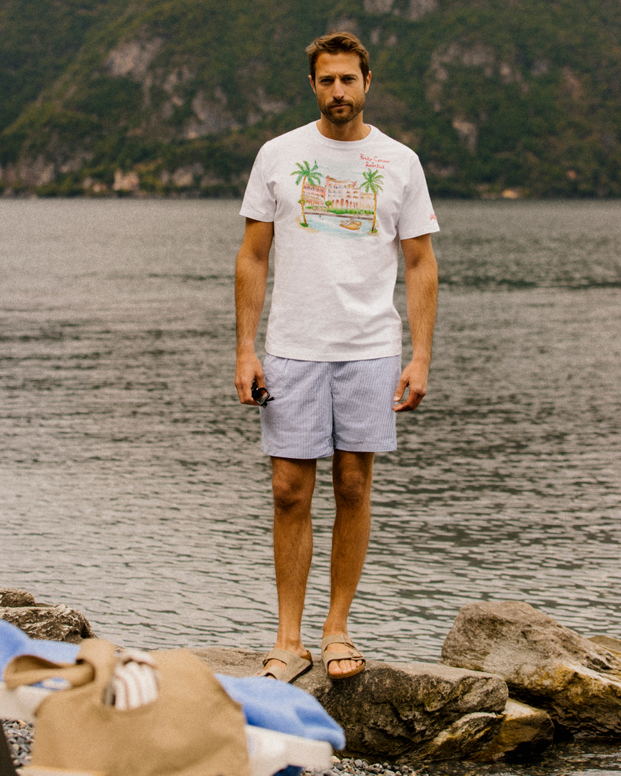 Homme | T-shirts | MC2 Saint Barth | Printed Cotton T-Shirt Porto Cervo