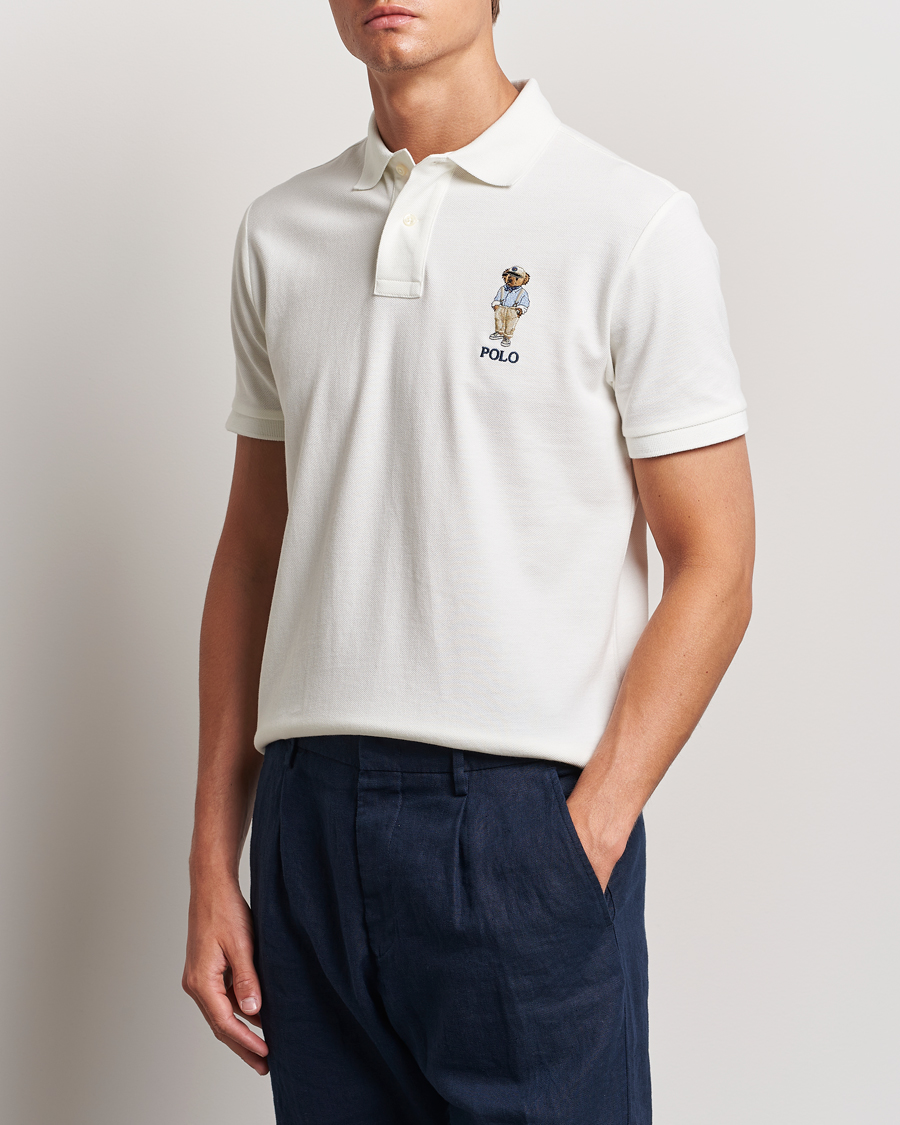 Homme |  | Polo Ralph Lauren | Custom Slim Fit Bear Polo Deckwash White