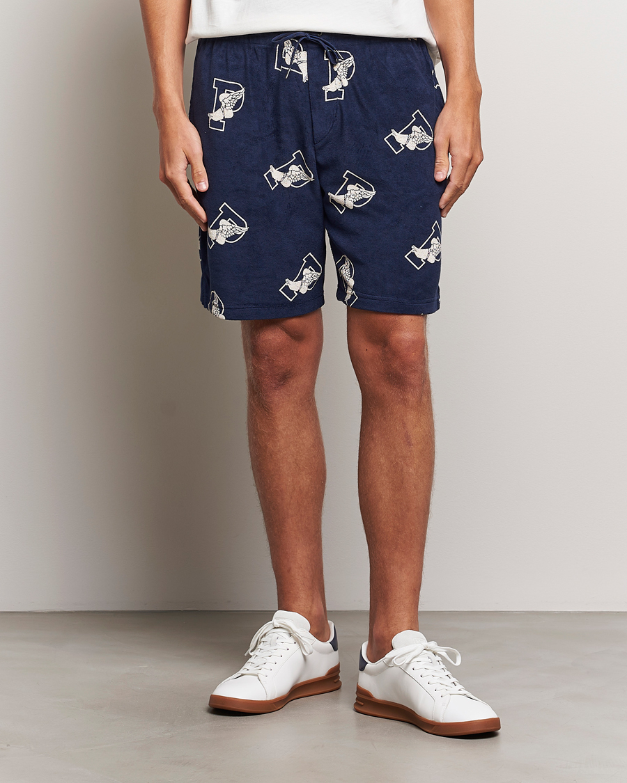 Homme |  | Polo Ralph Lauren | Cotton Terry P Wing Drawstring Shorts Cruise Navy