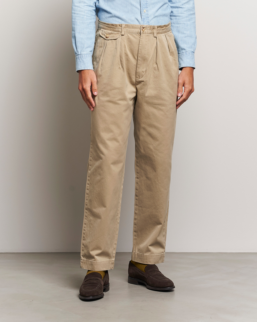 Homme |  | Polo Ralph Lauren | Rustic Twill Pleated Worker Trousers RL Khaki