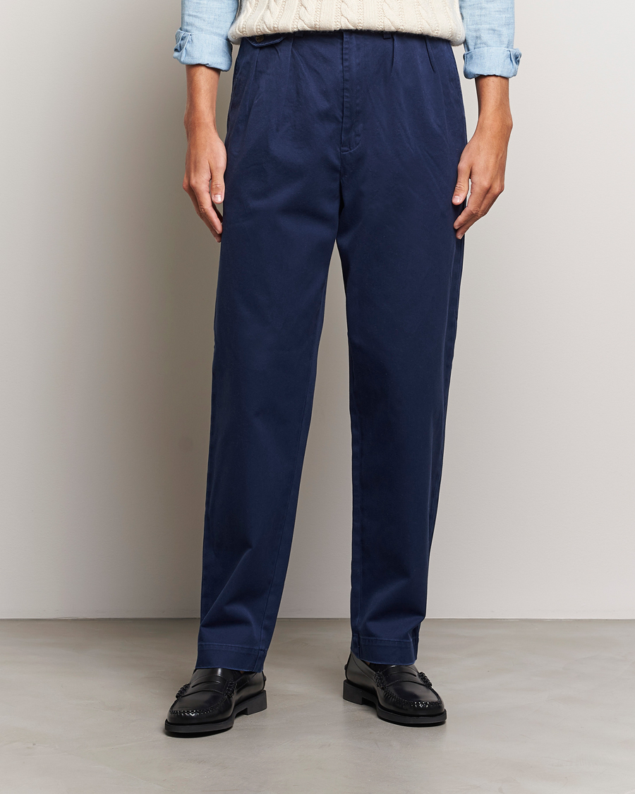 Homme |  | Polo Ralph Lauren | Rustic Twill Pleated Worker Trousers Newport Navy
