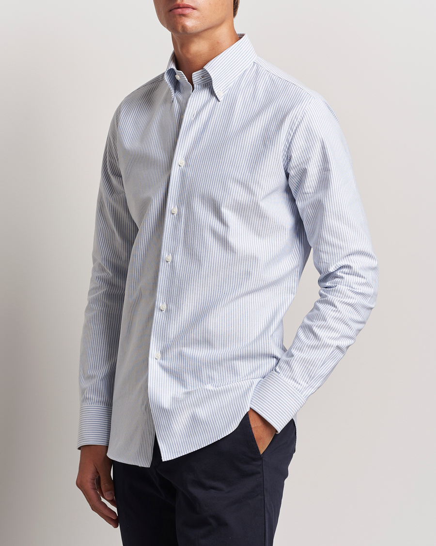 Homme |  | Grigio | Oxford Button Down Shirt Light Blue Stripe