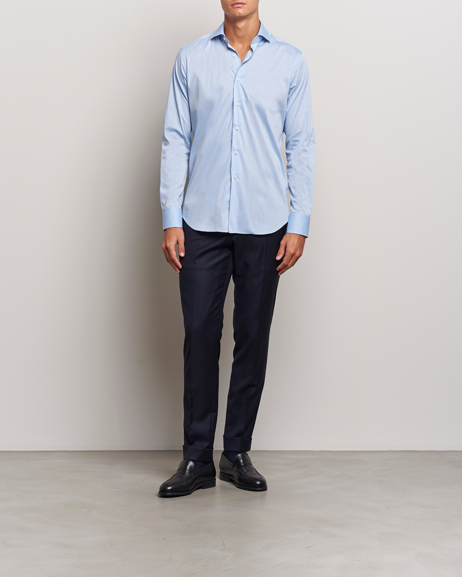 Homme |  | Grigio | Stretch Popeline Dress Shirt Light Blue