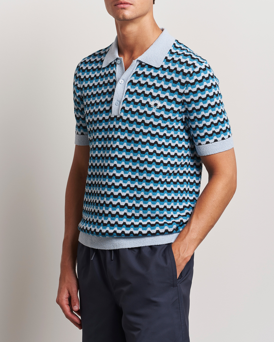 Homme |  | Fred Perry | Bouclé Jacquard Knitted Polo Light Smoke