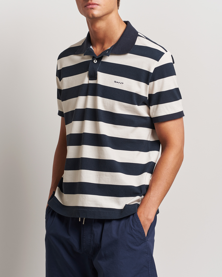 Homme |  | GANT | Heavy Washed Striped Polo Evening Blue