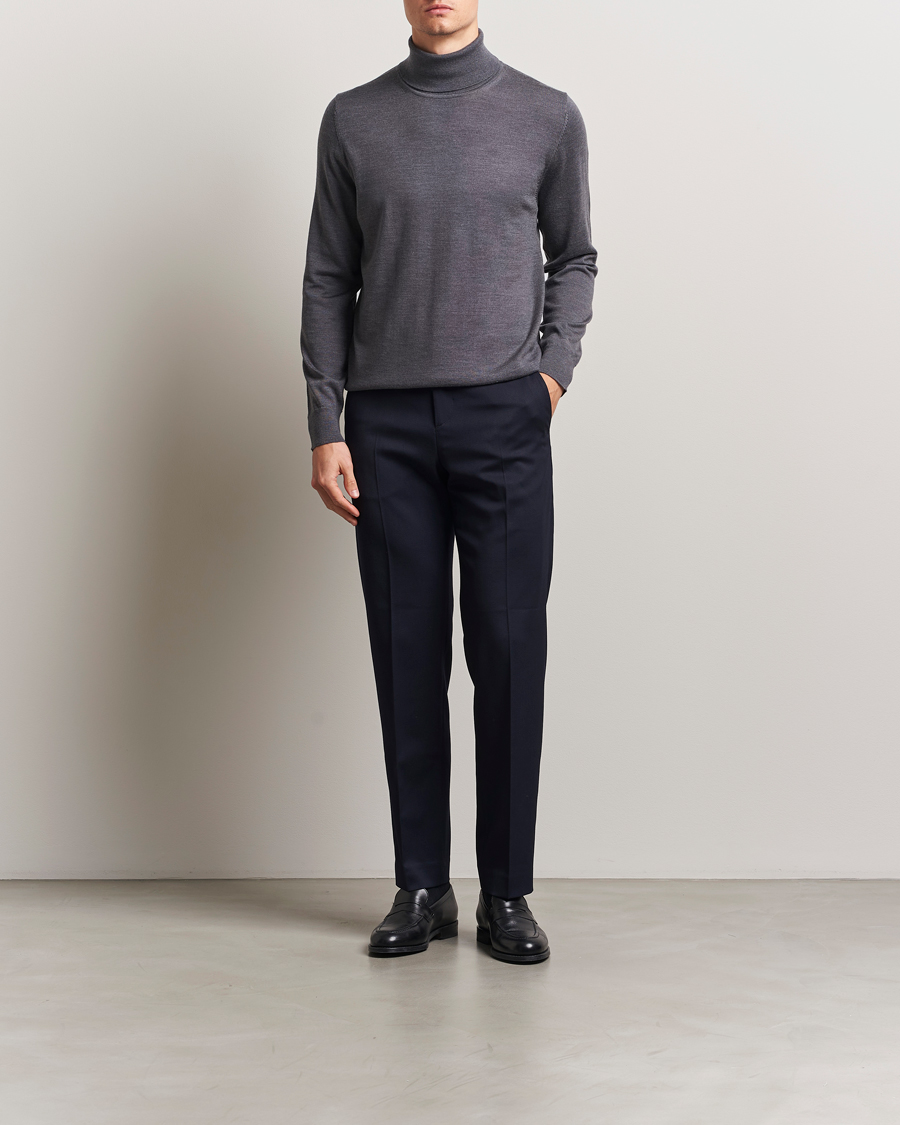 Homme | Pulls Et Tricots | Charles Tyrwhitt | Pure Merino Roll Neck Jumper Grey