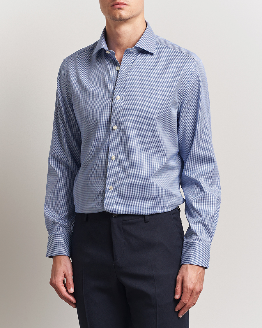 Homme | Chemises | Charles Tyrwhitt | Slim Fit Non Iron Puppytooth Shirt Royal Blue