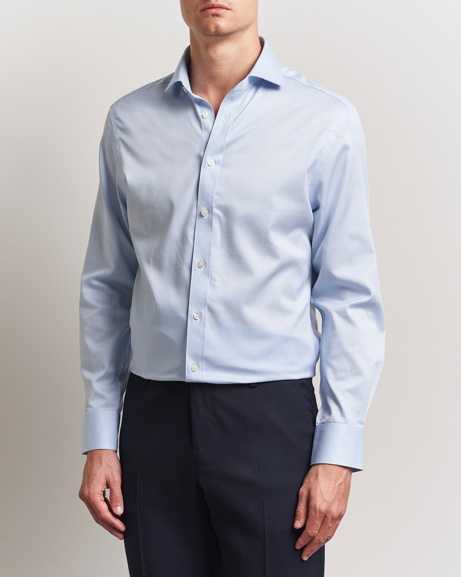 Homme | Chemises | Charles Tyrwhitt | Slim Fit Non Iron Puppytooth Shirt Sky Blue