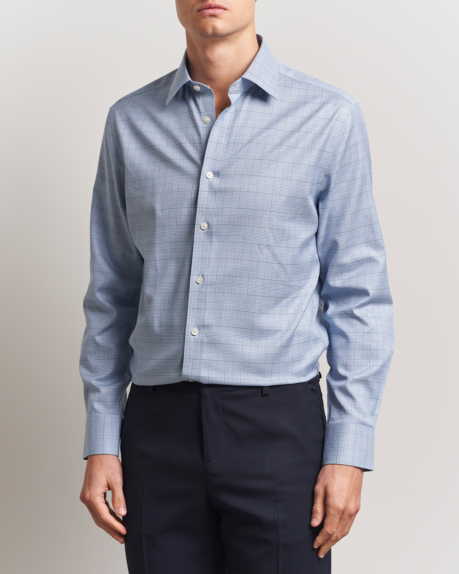 Homme | Chemises | Charles Tyrwhitt | Slim Fit Non Iron Prince of Wales Shirt Indigo Blue