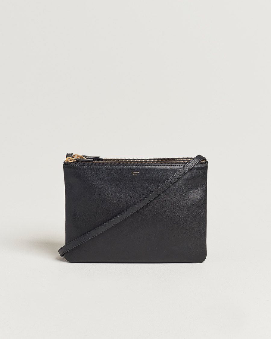 Homme | Celine Pre-Owned Trio Leather Handbag Black | Celine Pre-Owned | Trio Leather Handbag Black
