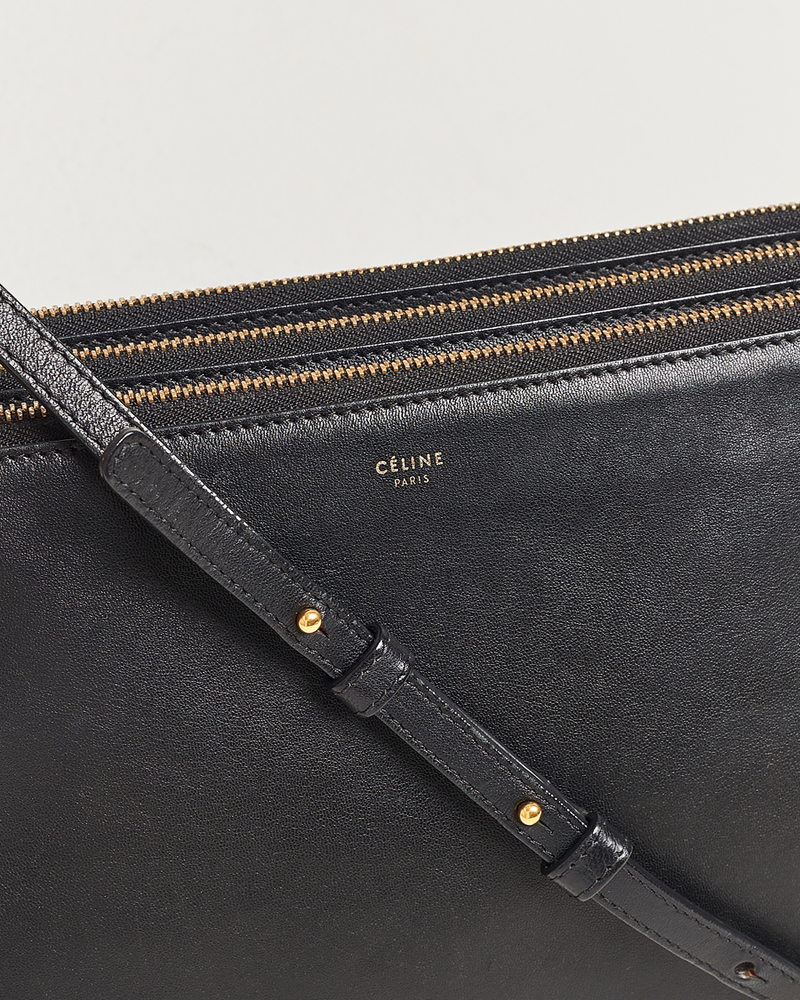 Homme | Celine Pre-Owned Trio Leather Handbag Black | Celine Pre-Owned | Trio Leather Handbag Black