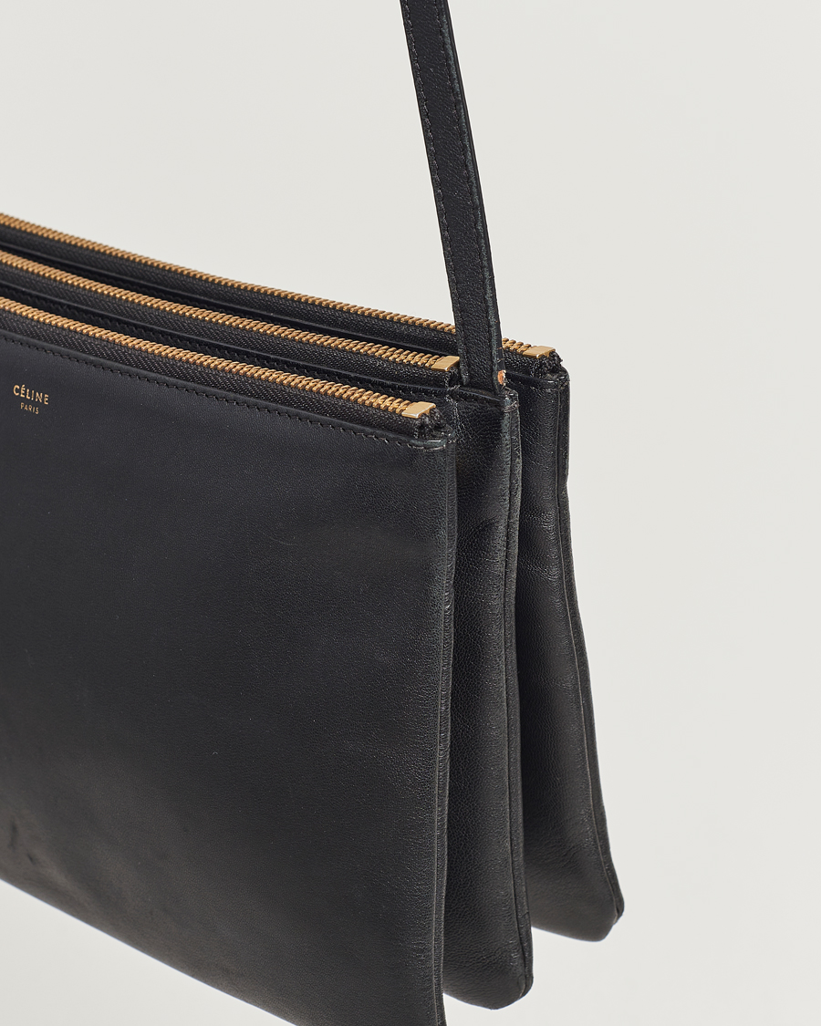 Homme | Celine Pre-Owned Trio Leather Handbag Black | Celine Pre-Owned | Trio Leather Handbag Black