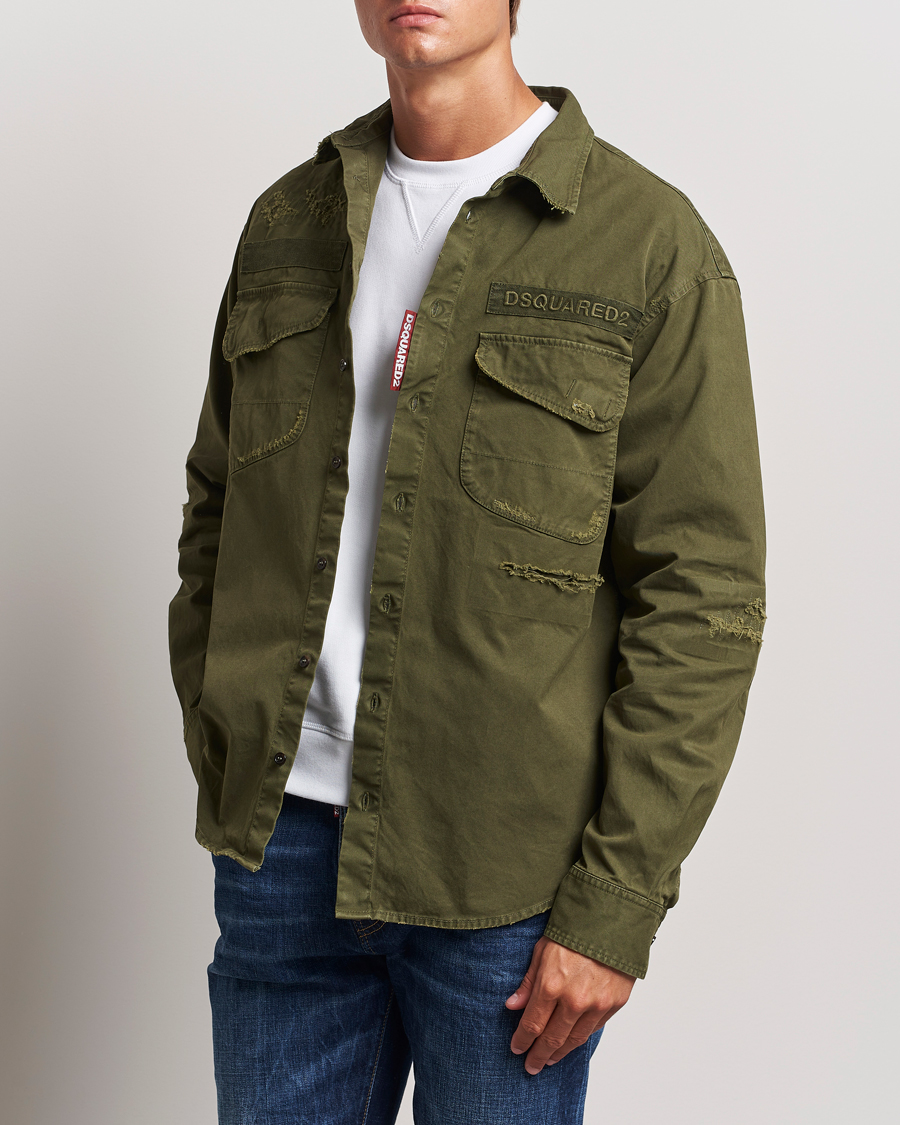 Homme | Vestes Chemise | Dsquared2 | Garment Dyed Ranger Shirt Army Green