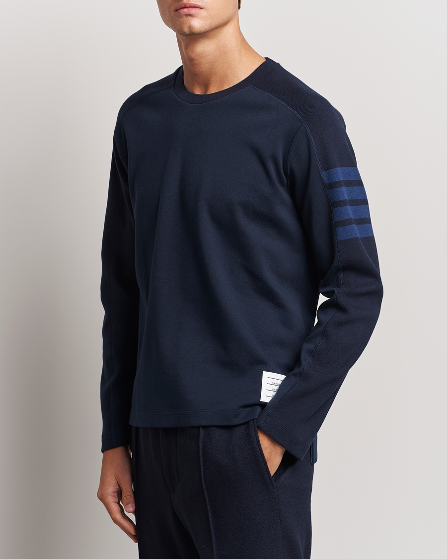 Homme |  | Thom Browne | Long Sleeve 4-Bar T-Shirt Navy