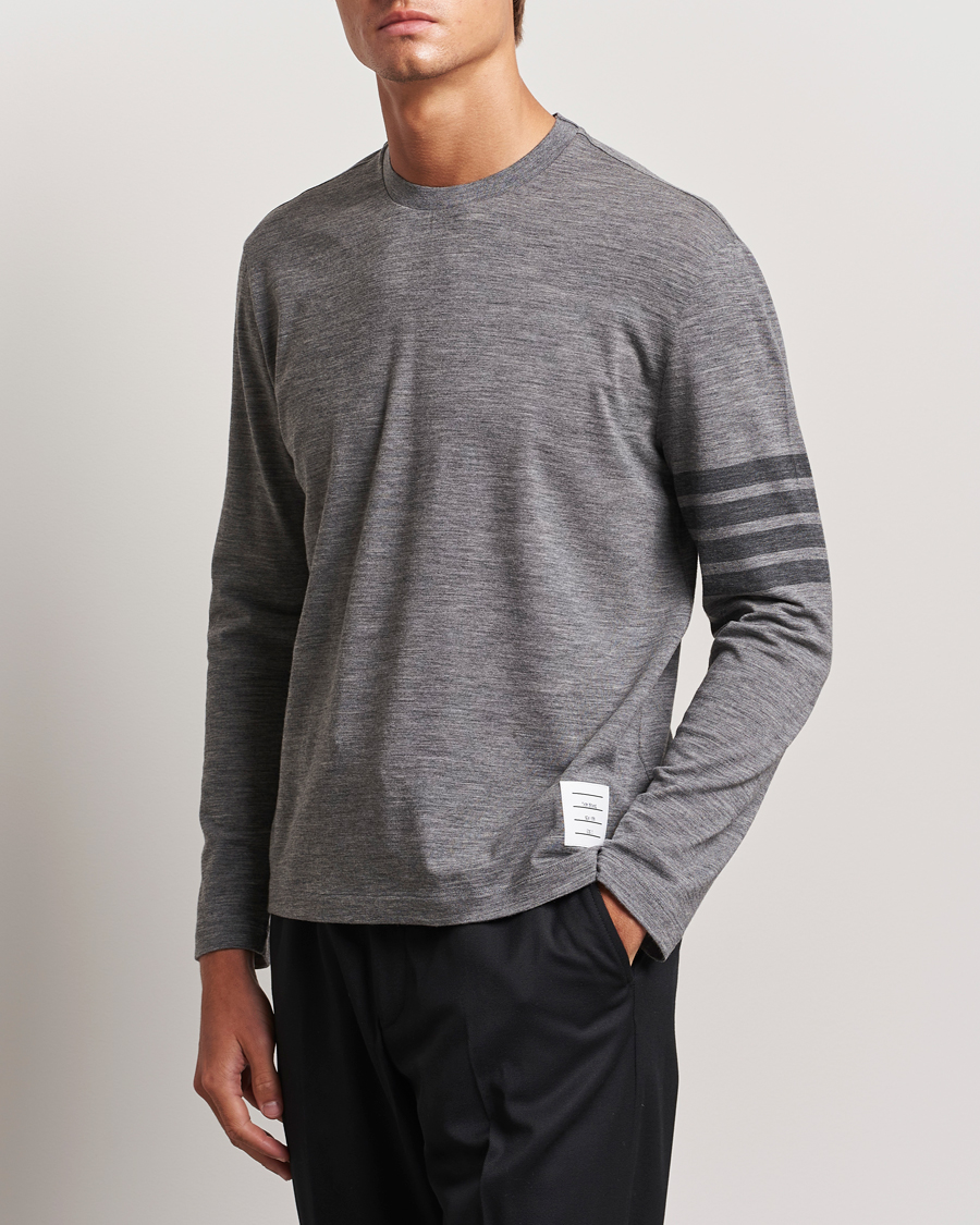 Homme |  | Thom Browne | Long Sleeve Wool Jersey T-Shirt Medium Grey