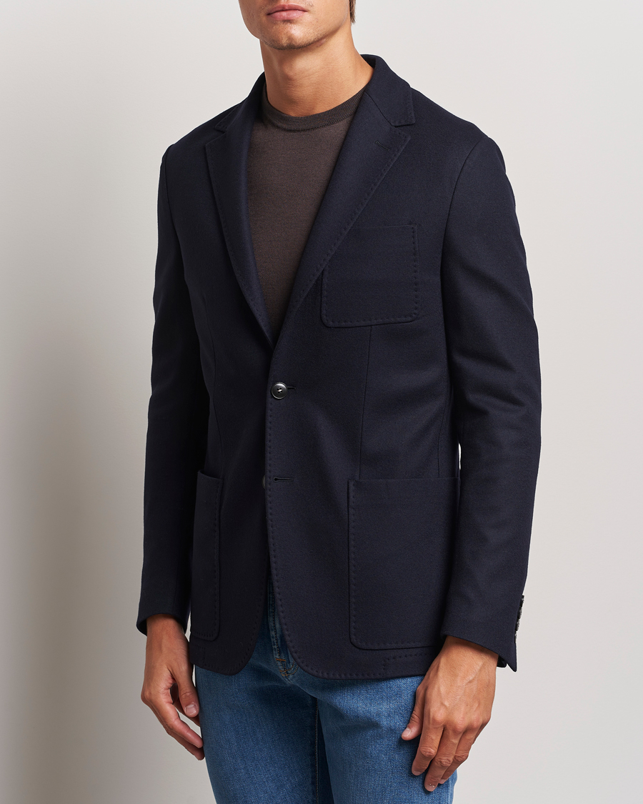 Homme |  | Canali | Soft Wool Jersey Blazer Navy