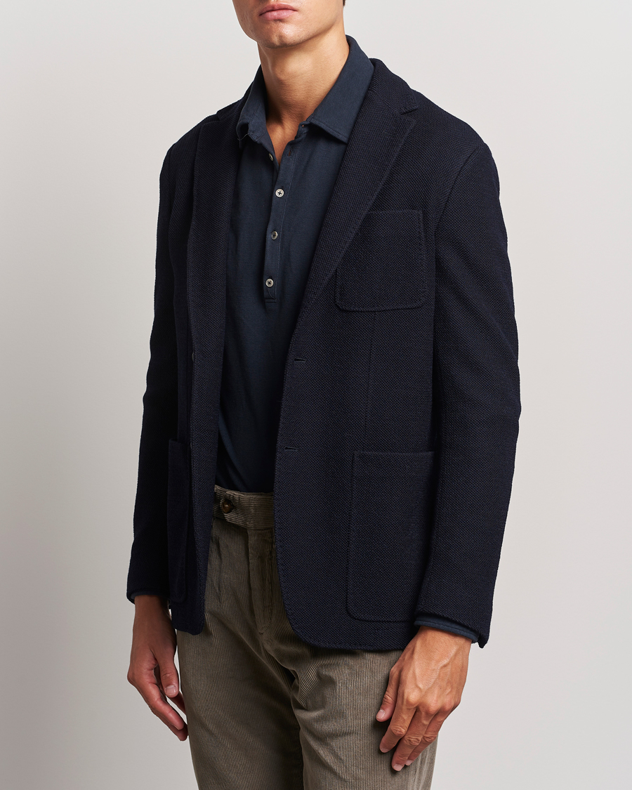 Homme |  | Canali | Structured Wool Jersey Blazer Navy