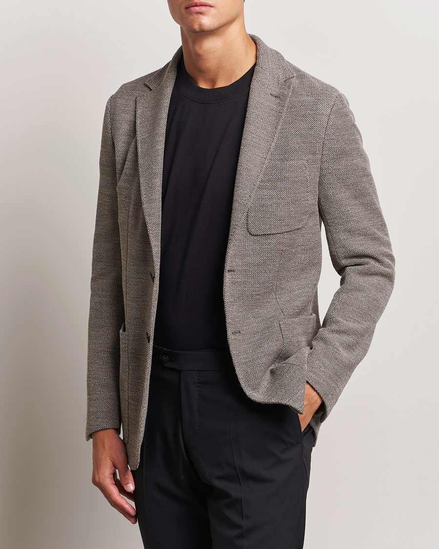 Homme |  | Canali | Structured Wool Jersey Blazer Beige