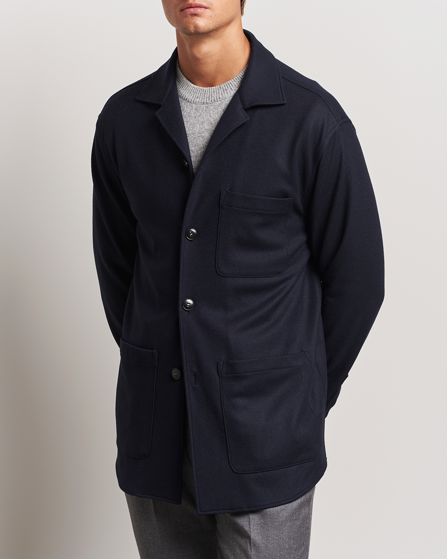 Homme |  | Canali | Wool Shirt Jacket Navy