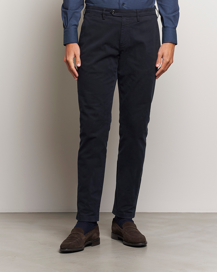 Homme |  | Canali | Slim Fit Cotton Stretch Trousers Navy