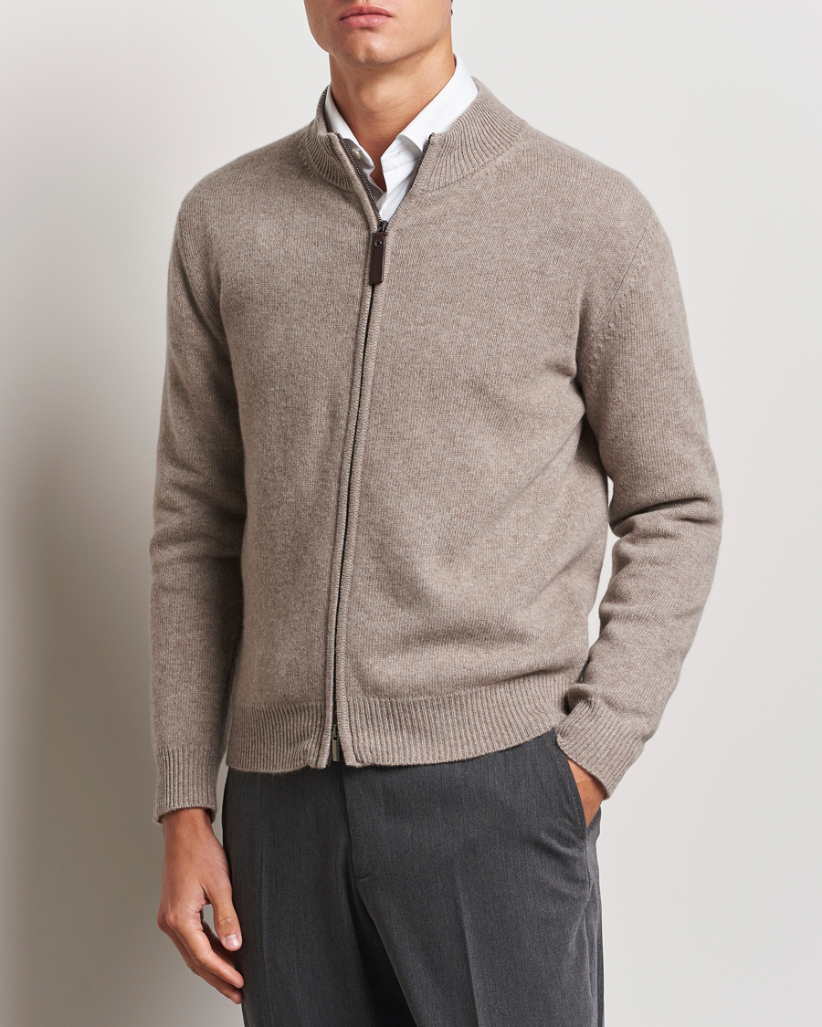 Homme |  | Canali | Wool/Cashmere Full Zip Sweater Beige