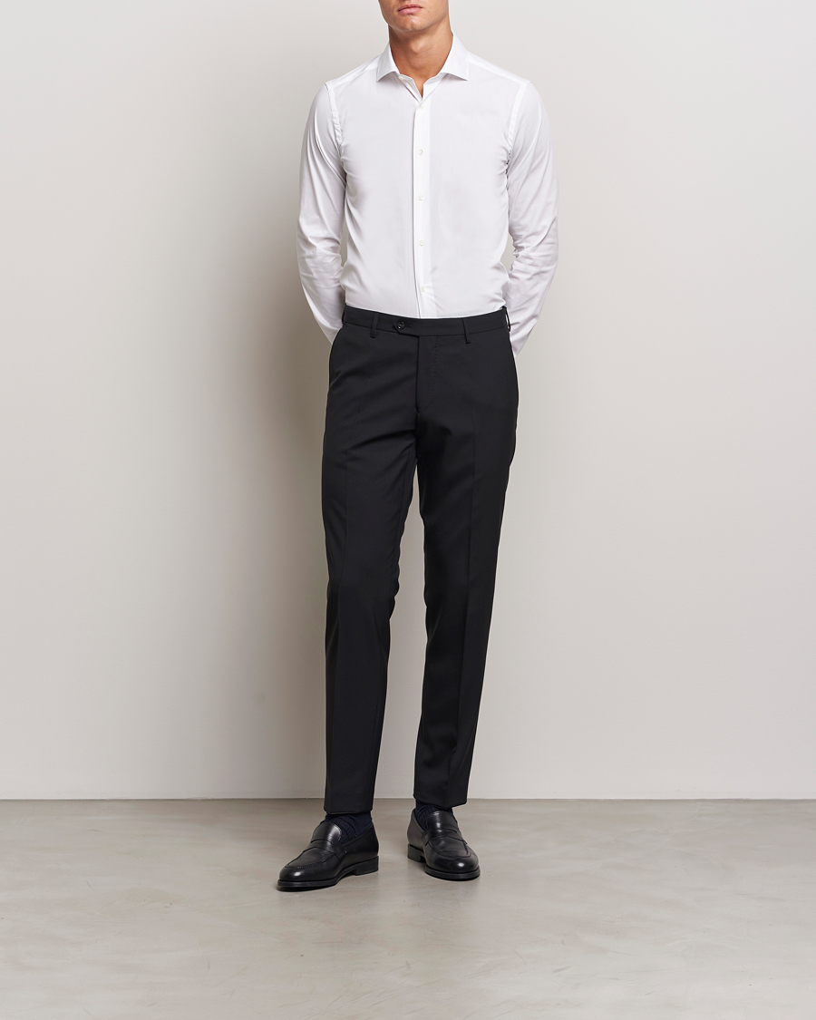 Homme |  | Canali | Slim Fit Cotton/Stretch Shirt White