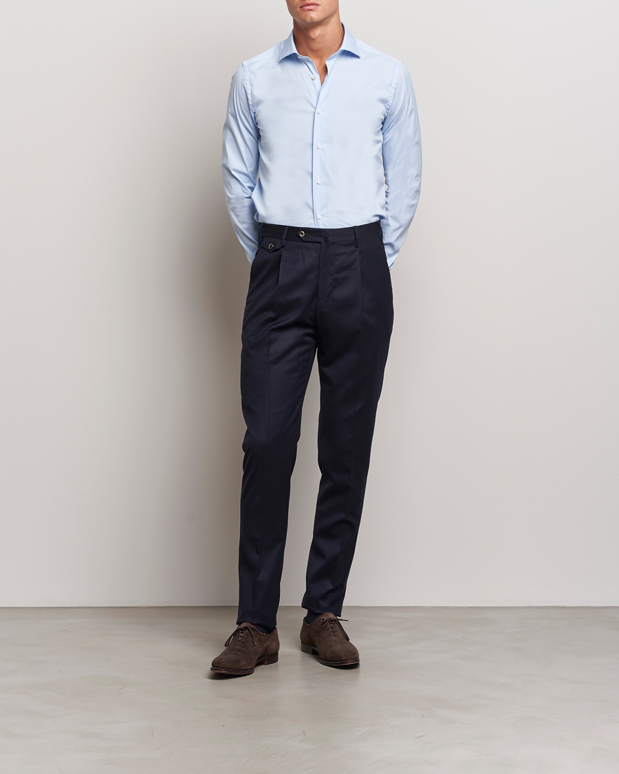 Homme |  | Canali | Slim Fit Cotton/Stretch Shirt Light Blue