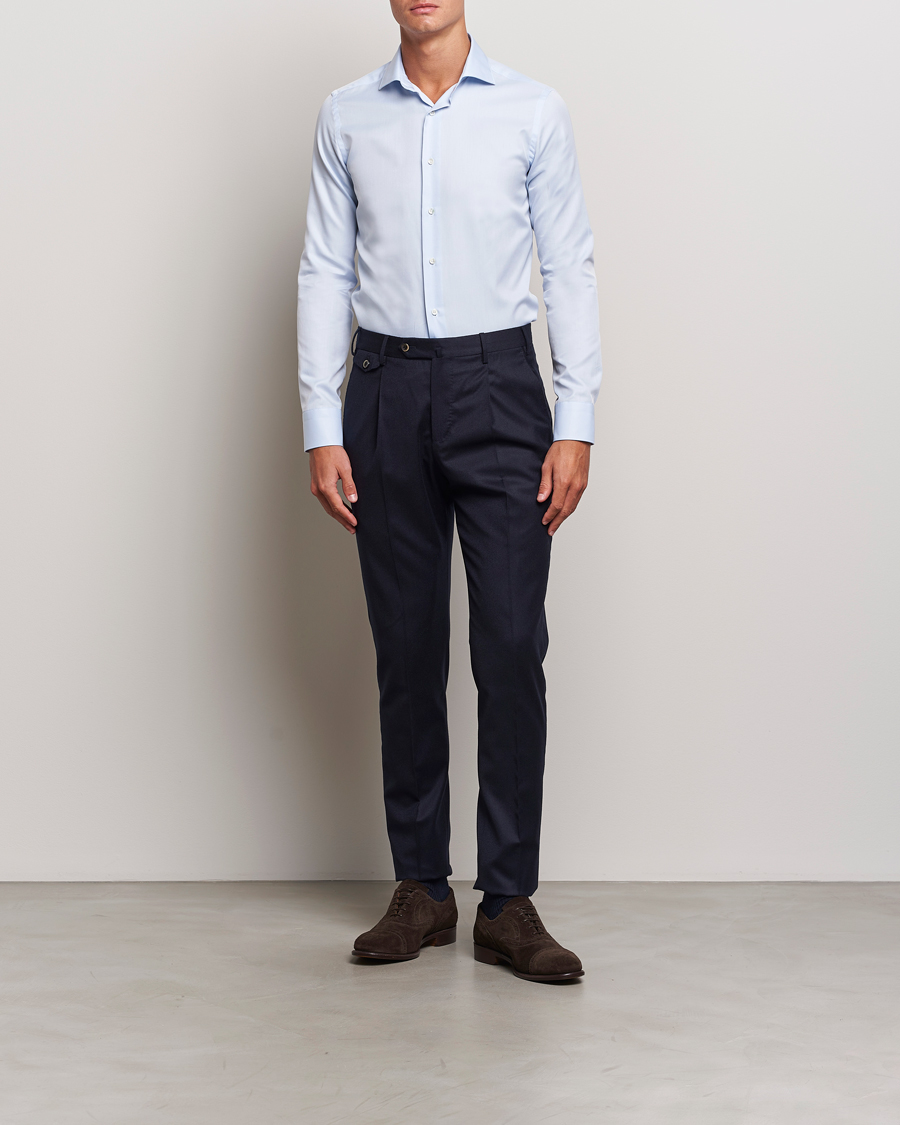 Homme |  | Canali | Slim Fit Cotton Shirt Light Blue