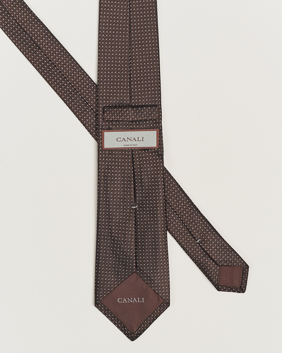 Homme |  | Canali | Micro Dot Silk Tie Brown