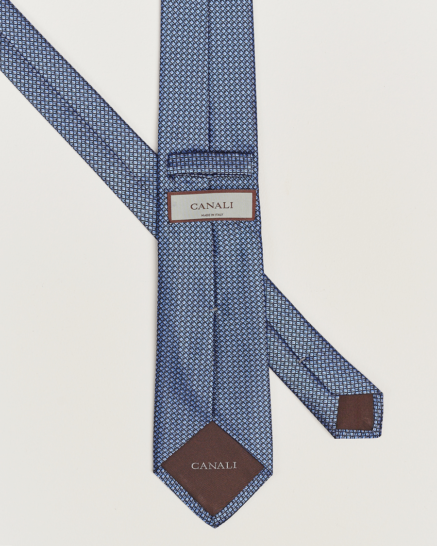 Homme |  | Canali | Micro Dot Silk Tie Light Blue