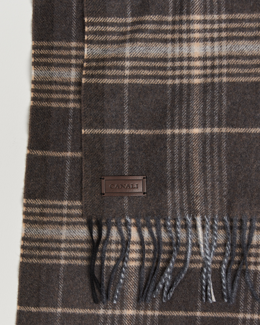 Homme |  | Canali | Check Wool Scarf Brown/Beige