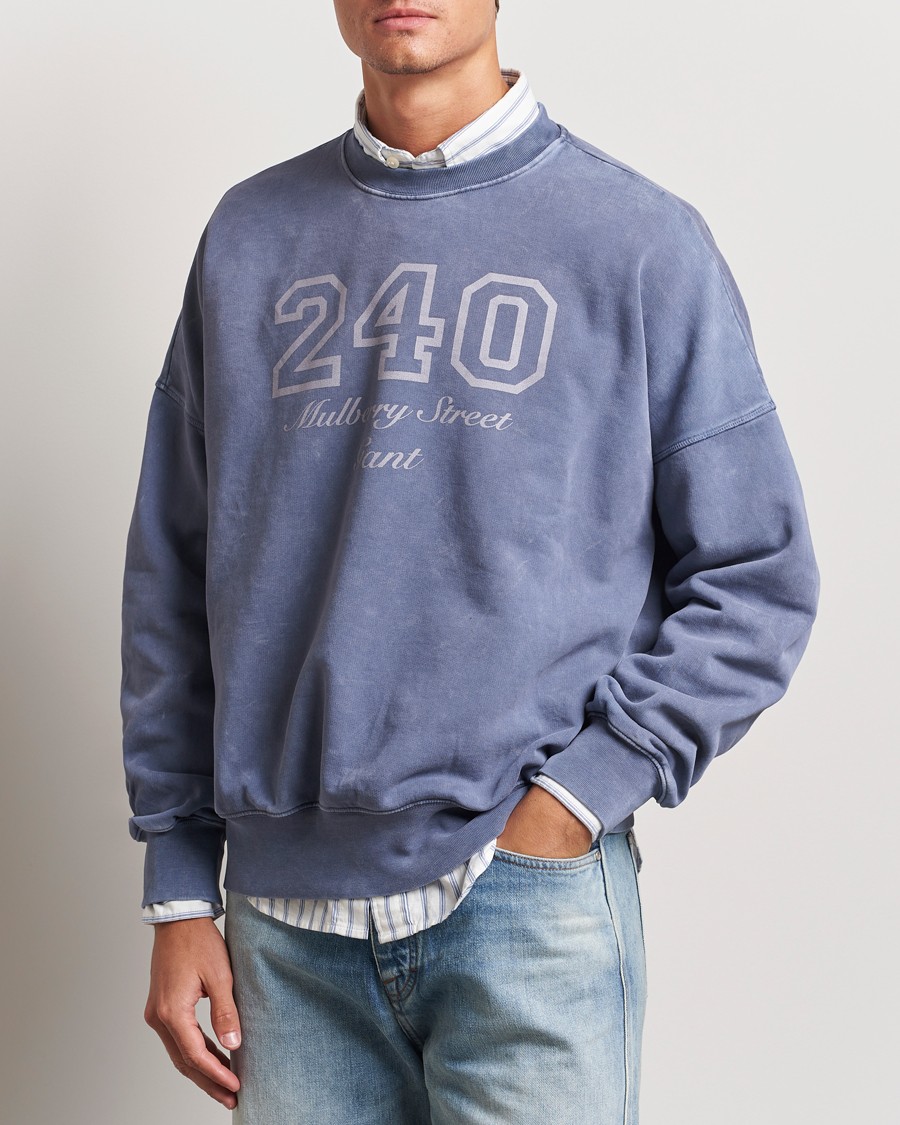 Homme | Sweat-Shirts | GANT 240 Mulberry Street | Vintage Washed Crew Neck Sweatshirt Dusty Blue Sea