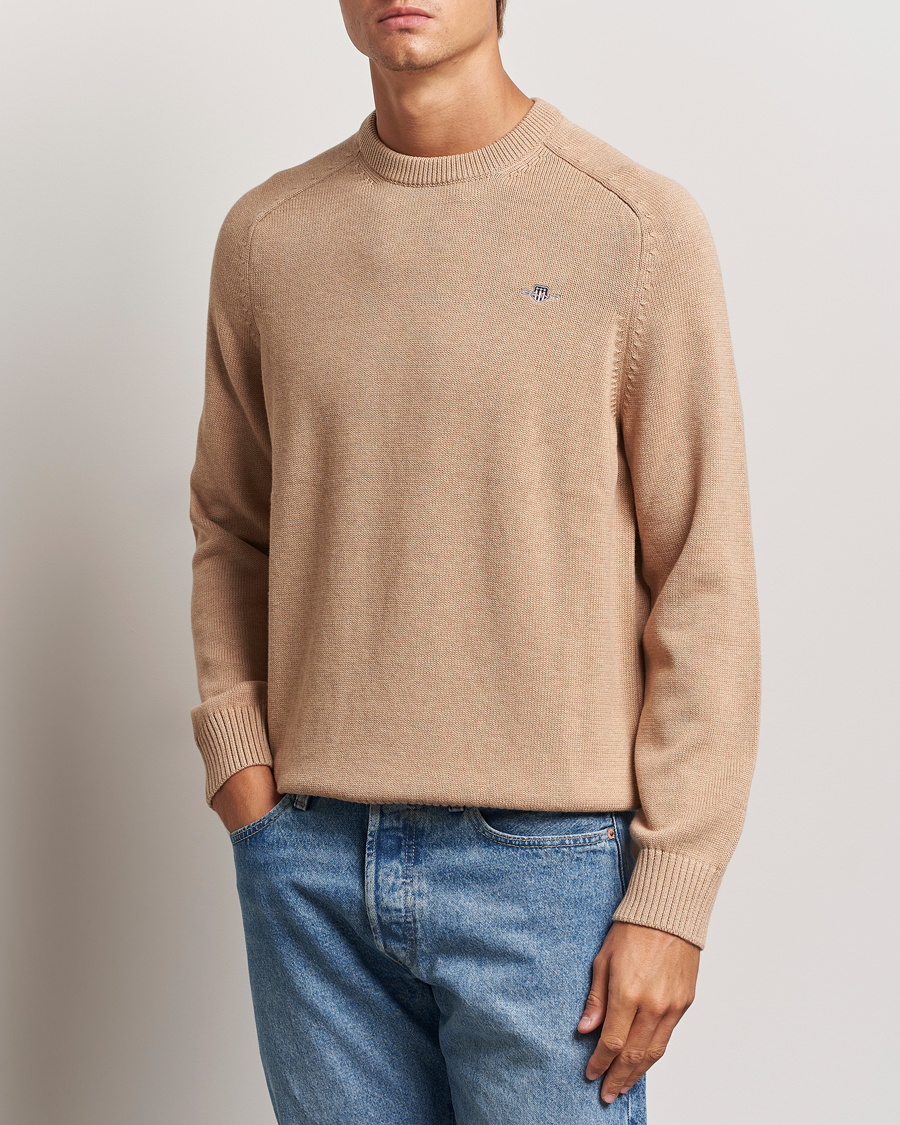 Homme |  | GANT | Casual Cotton Saddle C-neck Khaki Melange