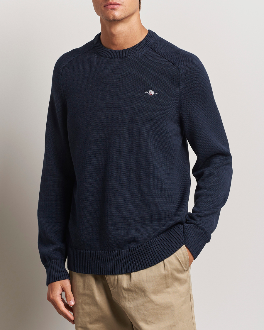 Homme |  | GANT | Casual Cotton Saddle C-neck Evening Blue