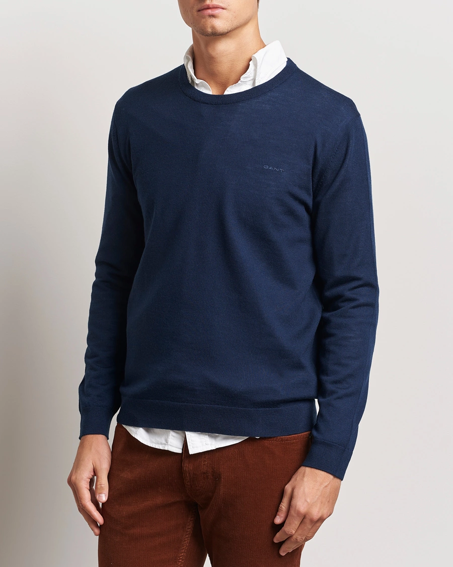 Homme |  | GANT | Extrafine Merino Wool C-Neck Marine