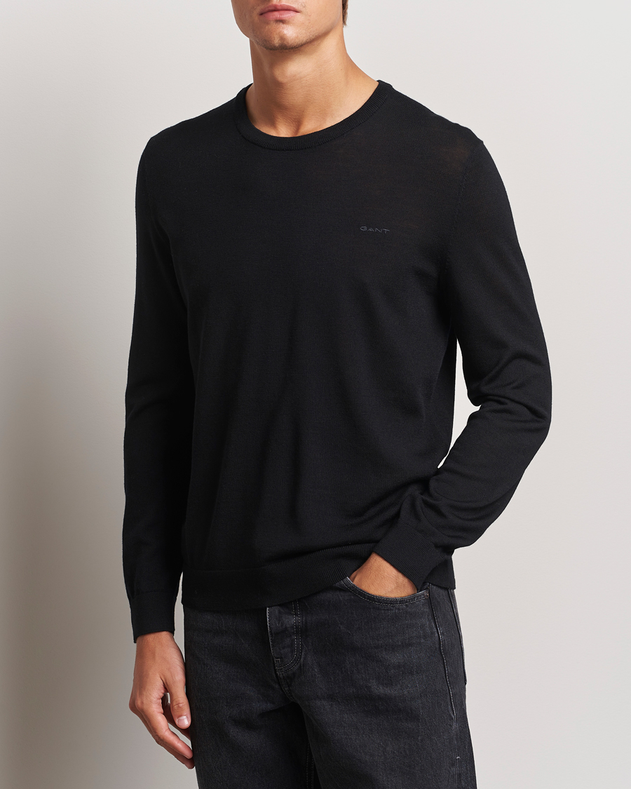 Homme |  | GANT | Extrafine Merino Wool C-Neck Black