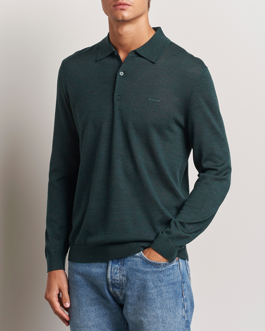 Homme |  | GANT | Extrafine Merino Wool Polo Tartan Green