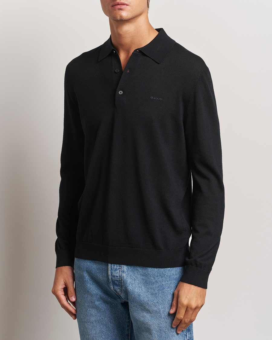 Homme |  | GANT | Extrafine Merino Wool Polo Black