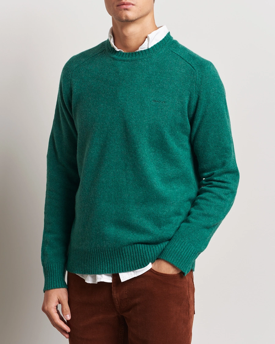 Homme |  | GANT | Wool Blend C-Neck Deep Forest Green