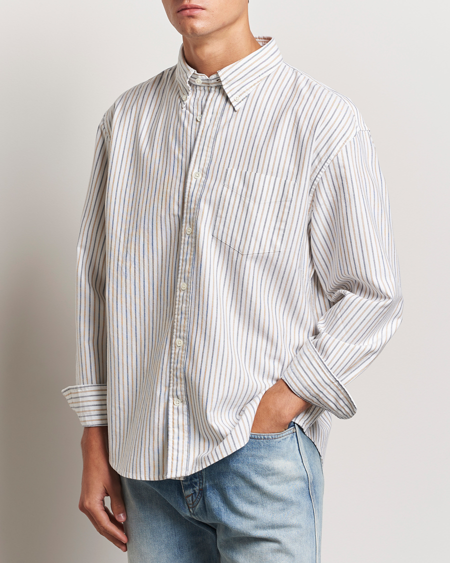 Homme |  | GANT | Rel Herigate Oxford Stripe Shirt Eggshell