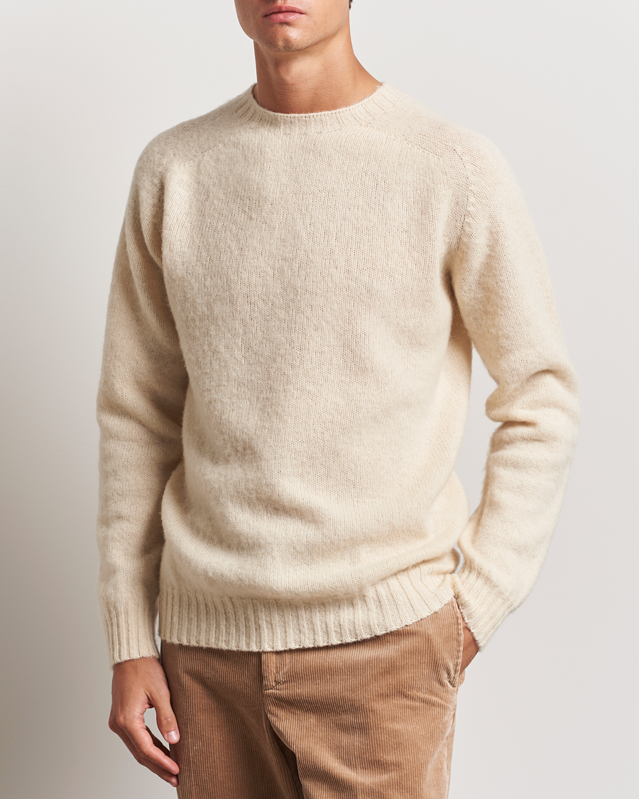 Homme | Pulls Et Tricots | Harley Of Scotland | Brushed Supersoft Lambswool Crewneck Cream