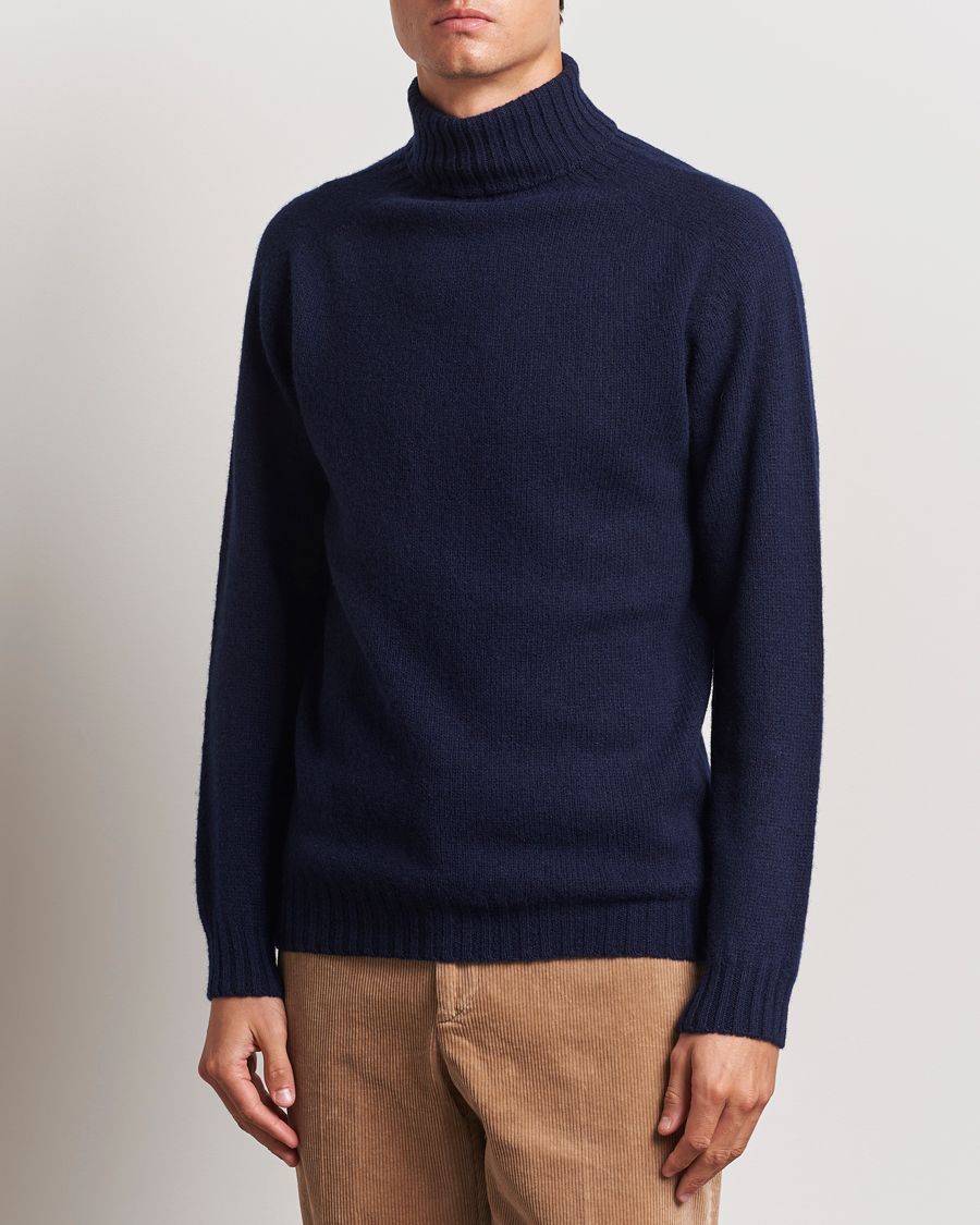 Homme | Pulls Et Tricots | Harley Of Scotland | Supersoft Lambswool Rollneck Navy