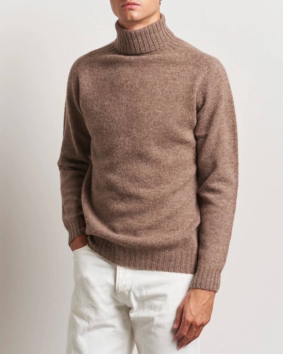 Homme | Vêtements | Harley Of Scotland | Supersoft Lambswool Rollneck Nutmeg Brown