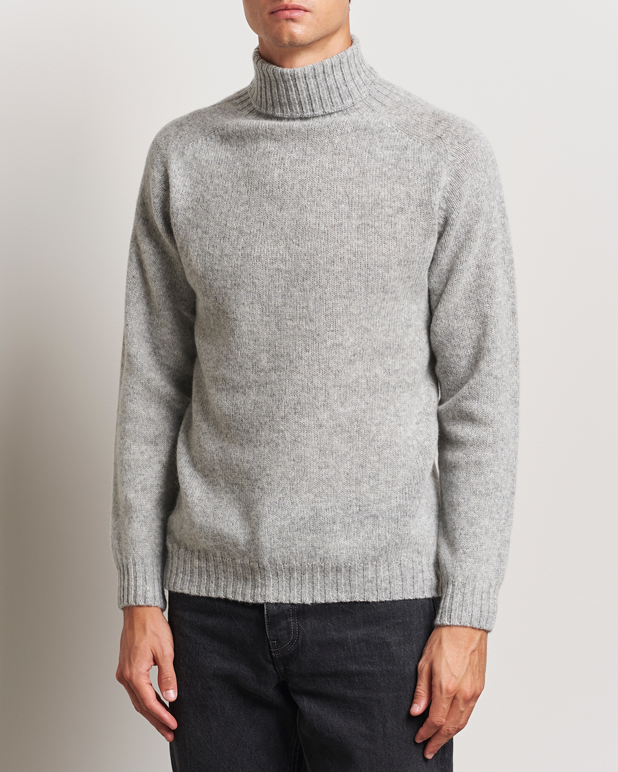 Homme | Pulls à col roulé | Harley Of Scotland | Supersoft Lambswool Rollneck Silver Grey