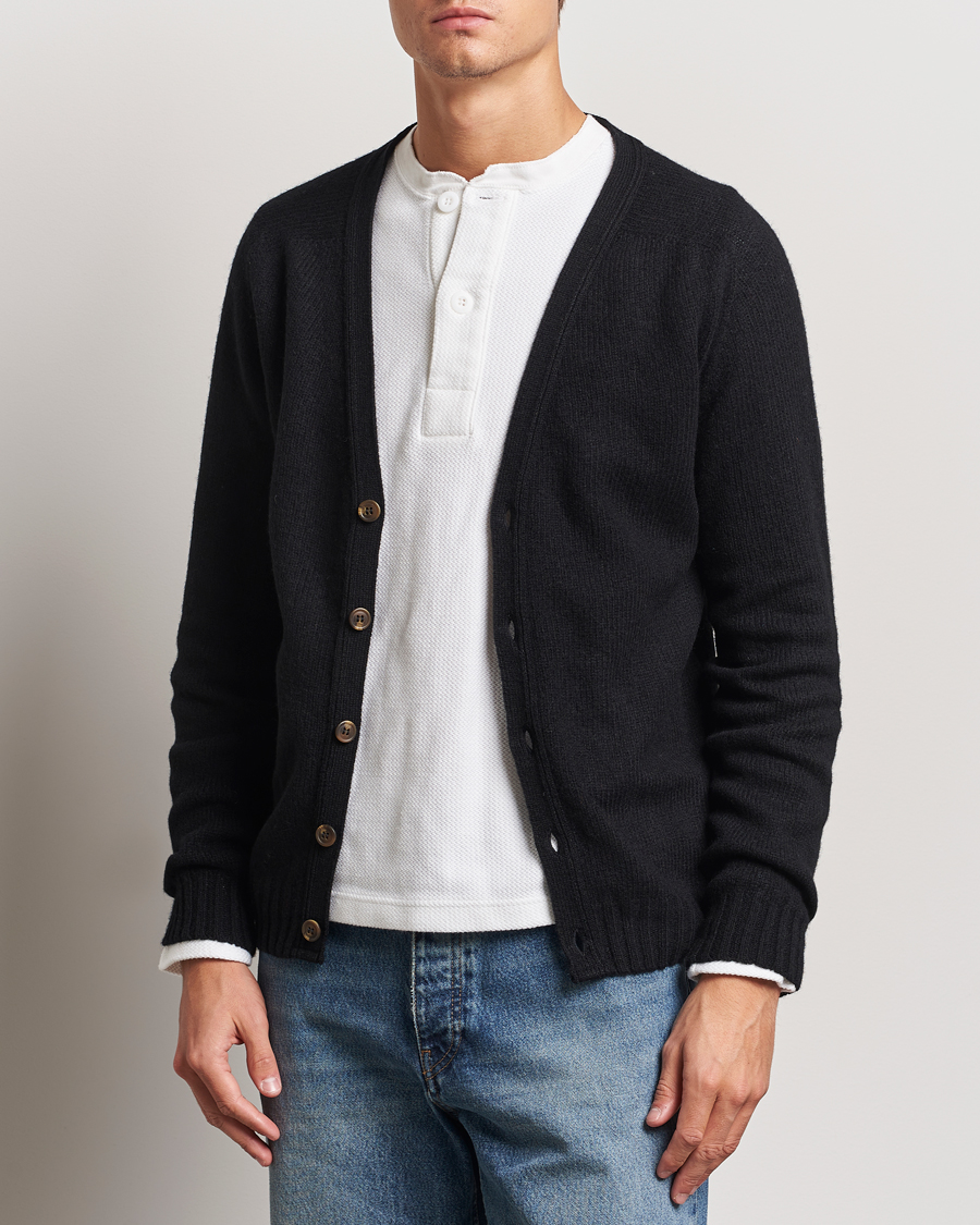 Homme |  | Harley Of Scotland | Supersoft Lambswool Cardigan Black