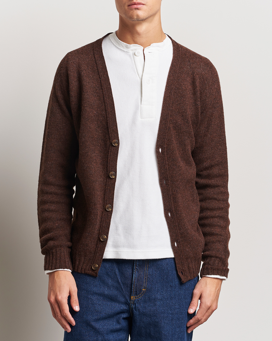 Homme |  | Harley Of Scotland | Supersoft Lambswool Cardigan Coffee