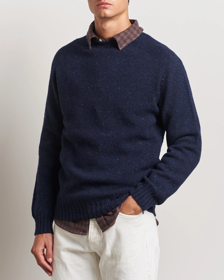 Homme | Pulls Tricotés | Harley Of Scotland | Donegal Wool Crewneck Jura Blue