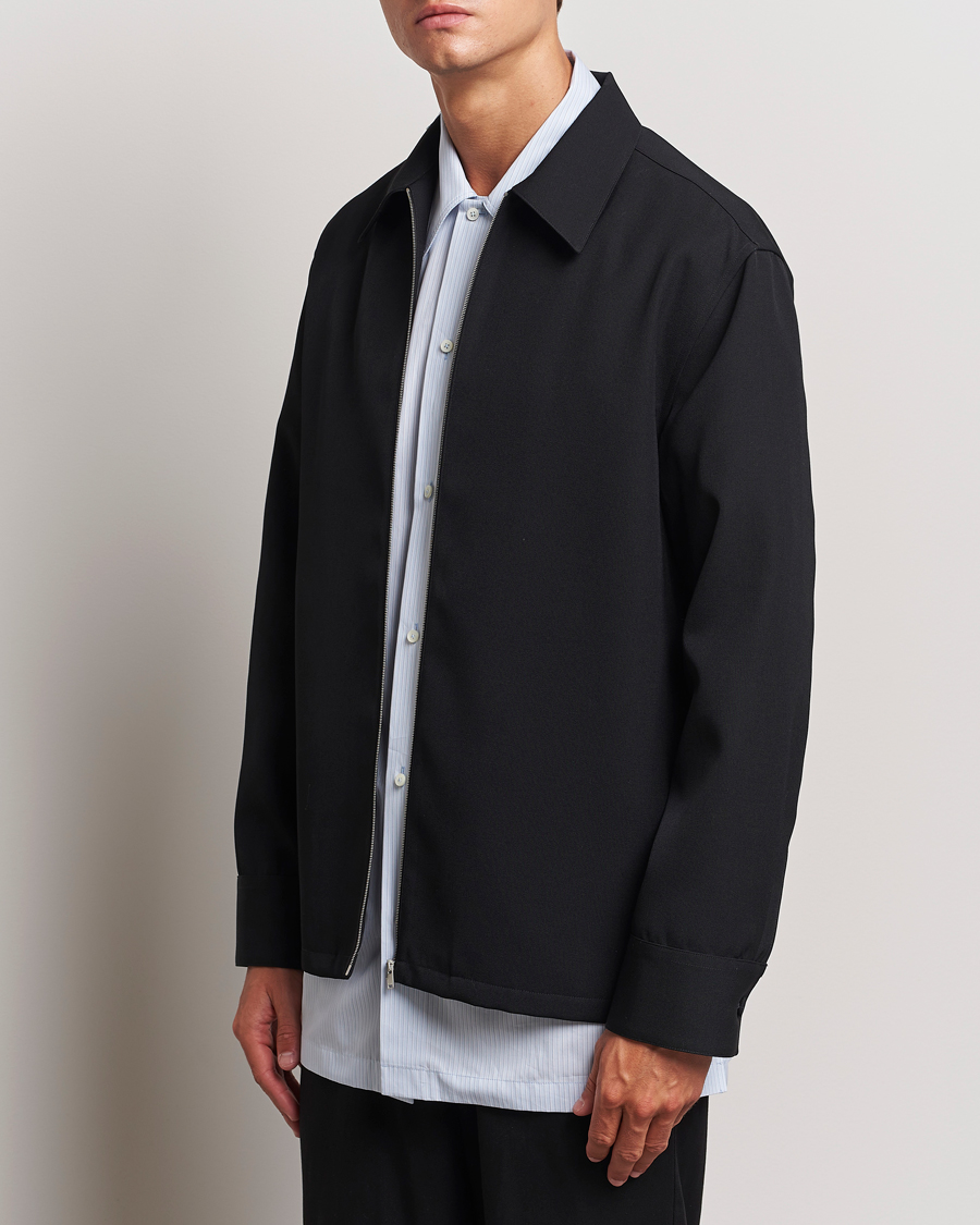 Homme | Jil Sander | Jil Sander | Wool Gabardine Zip Shirt Black