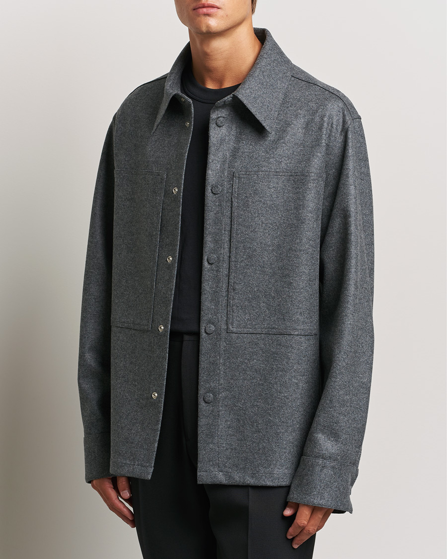 Homme |  | Jil Sander | Wool Flannel Overshirt Grey Melange